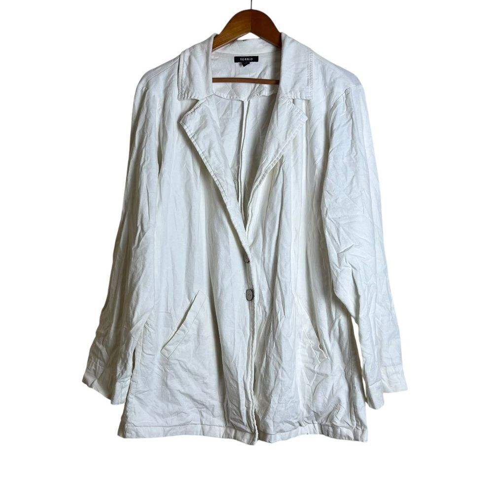 Torrid off white linen blend blazer